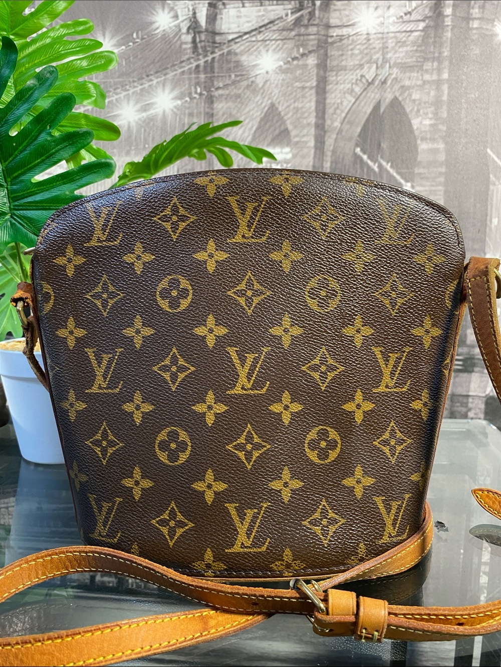 Authentic Louis Vuitton Vintage Monogram Brown Drouot Crossbody Bag
